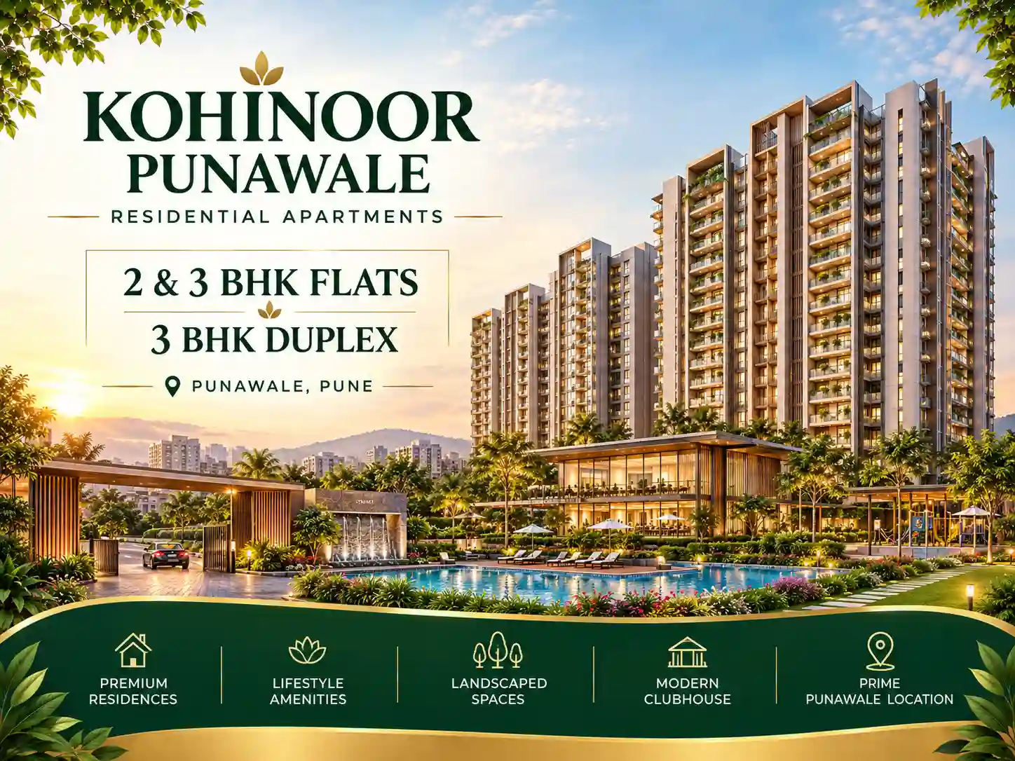 Kohinoor Punawale 2 and 3 BHK flats in Punawale, Pune