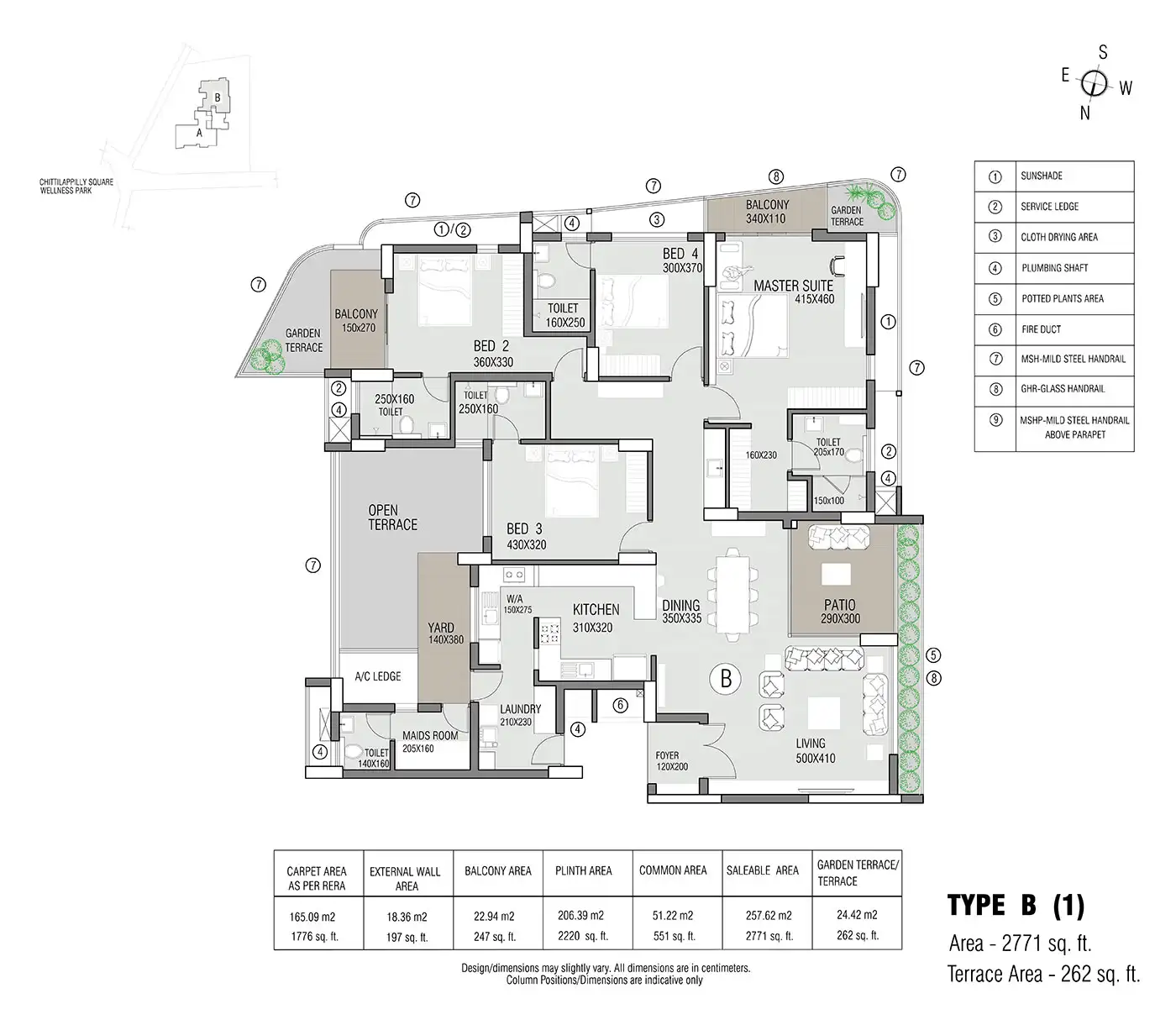 2 BHK apartment layout at Kohinoor Viva Pixel Phase 2